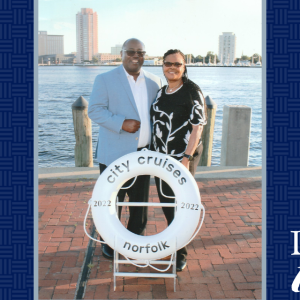 Roberta Demery with her husband, Larry, on a Norfolk, Virginia Dinner Cruise