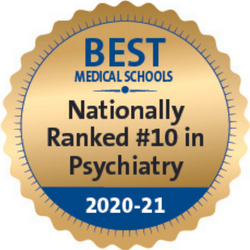 Medallion image: Best Medical Schools - Nationally Ranked #10 in Psychiatry - 2020-21