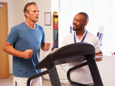 Man on Treadmill with Provider