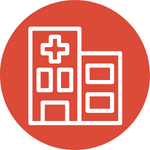 Hospital icon with red background
