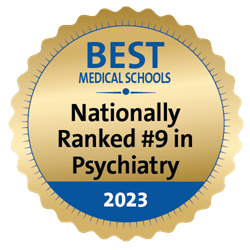 Medallion image - Best Medical Schools - Nationally Ranked No 9 in Psychiatry - 2023