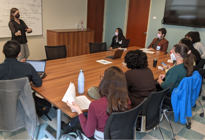 Kate Murray, PhD, leads an Academic Half Day session with child and adolescent psychiatry fellows and other trainees.