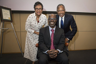 Dr. Kafui Dzirasa (front) with Marie Washington and Dr. A. Eugene Washington