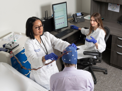 Duke Psychiatry staff perform an EEG simulation