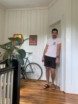 Mogy in his new apartment