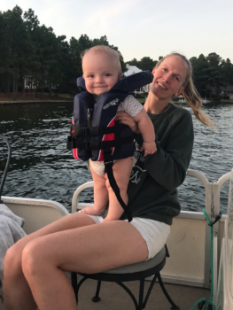 Shelby and her toddler son at the lake