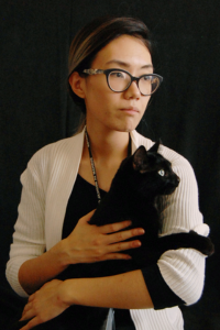 Heather Kim holding her cat