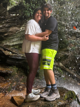 Shiva Kothari (right) and wife hiking in NC