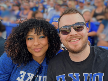 Cameron Blount and her partner at the Duke-UNC football game