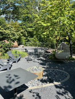 Meditation garden outside the Duke Student Wellness Center, where Counseling & Psychological Services is housed.