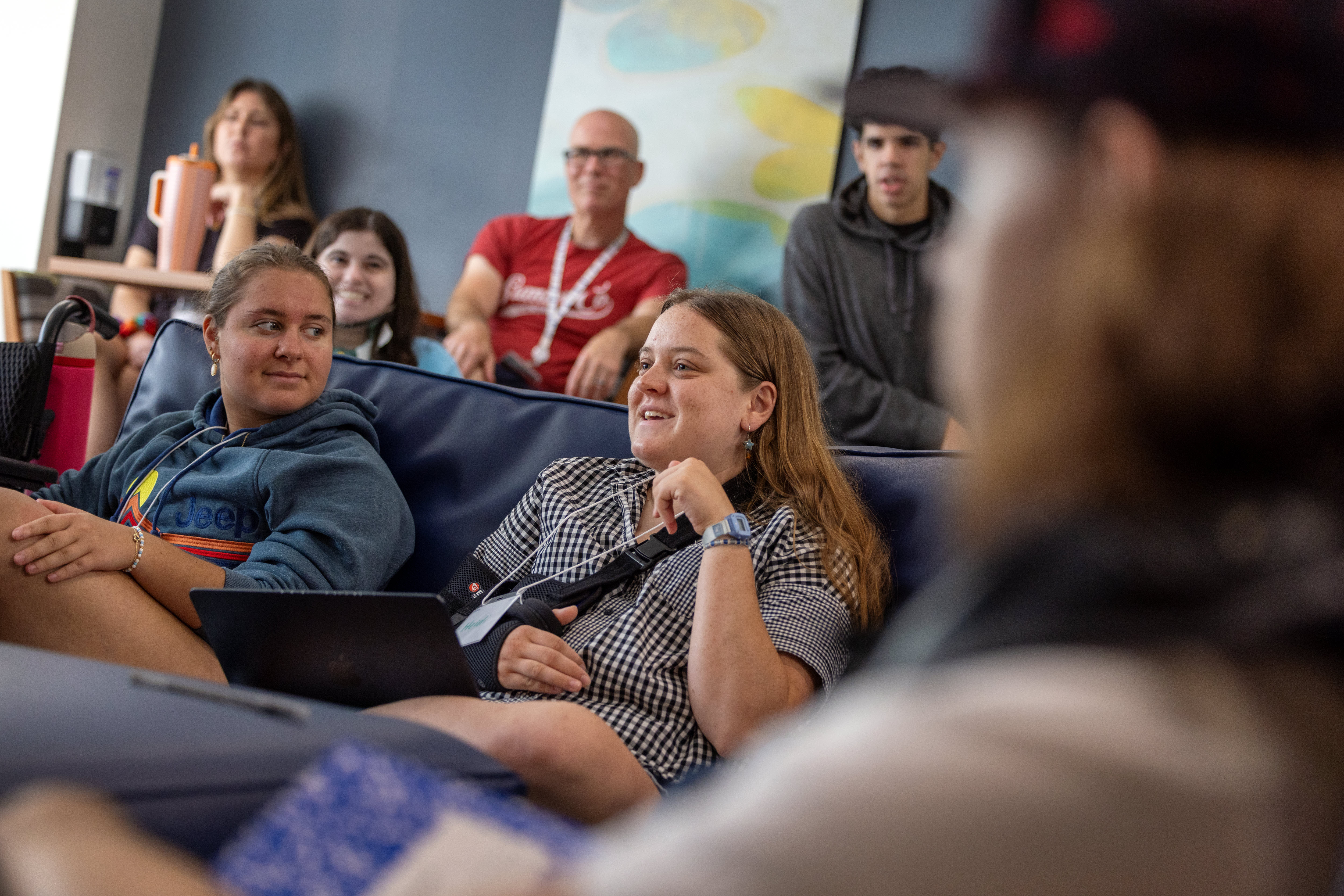 Campference participants engage in a discussion in a classroom setting