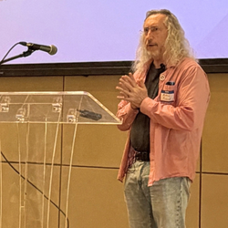 Michael Kosorok, PhD, delivers the keynote at a research retreat