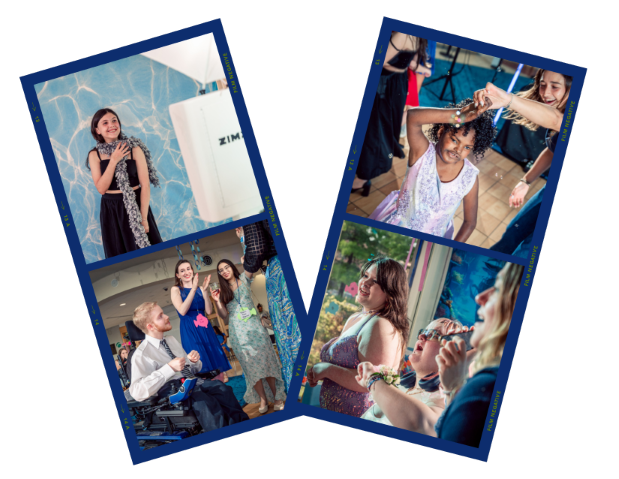 Photo collage of people dancing at Jodie's Prom