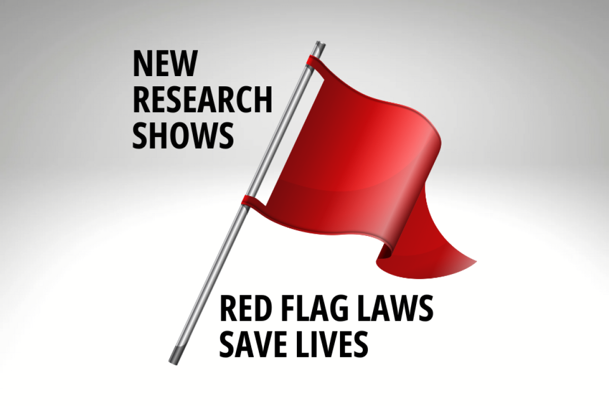 Red flag. Caption: New Research Shows Red Flag Laws Save Lives