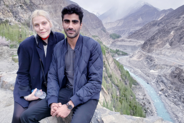 Haseeb Haroon (right) and partner with beautiful landscape background