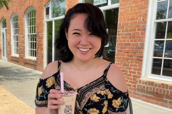 Yekki Song drinking bubble tea
