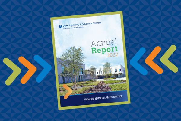 Annual report cover. Colored arrows.
