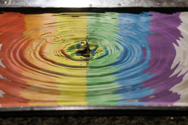 Rainbow pond of water