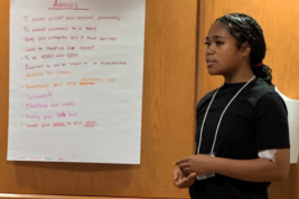 Teen facilitating a session at Campference 2024