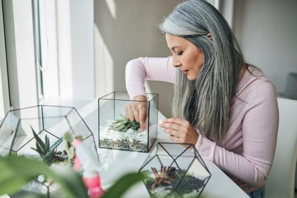 woman with plant