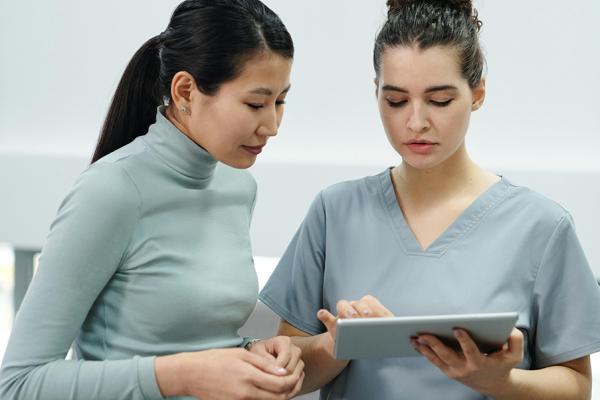 Patient consults with doctor