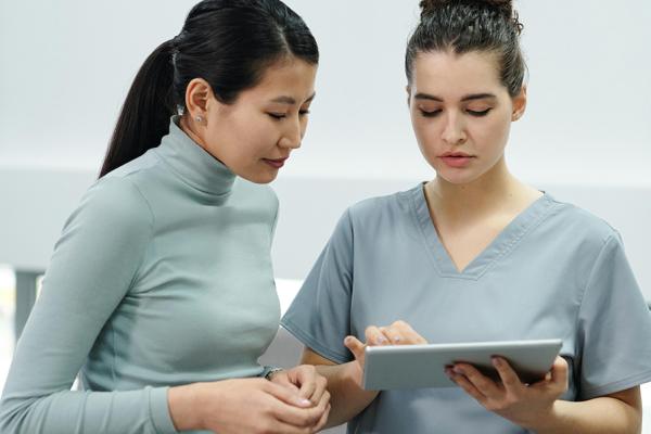Patient consults with doctor
