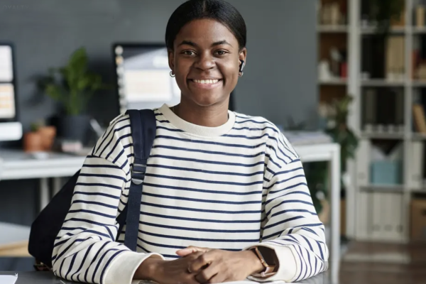 woman happy at home