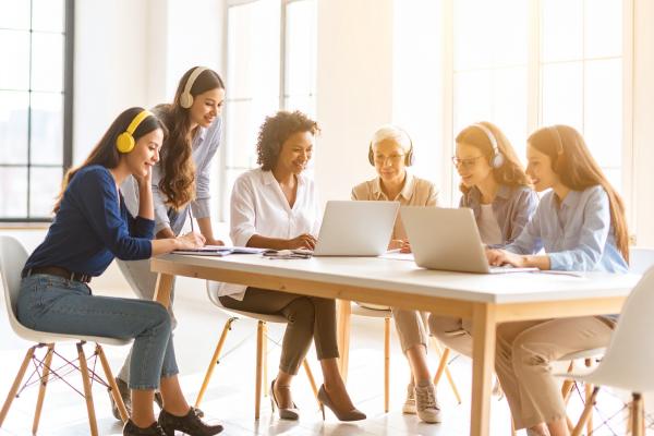 women young and older researching