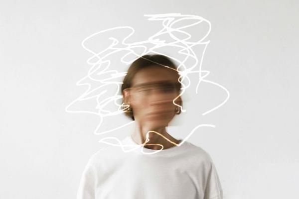 Graphic image of woman appearing confused