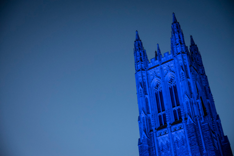 Duke Chapel with blue filter