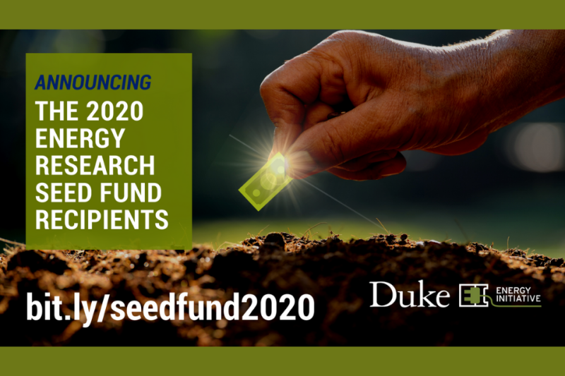 The 2020 Energy Research Seed Fund Recipients. Hand holding shiny item above soil.