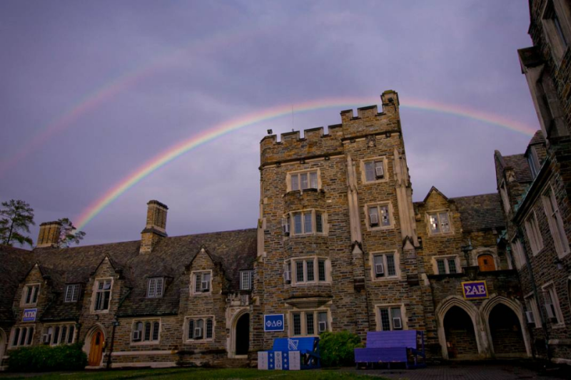 Rainbow over the Duke campus