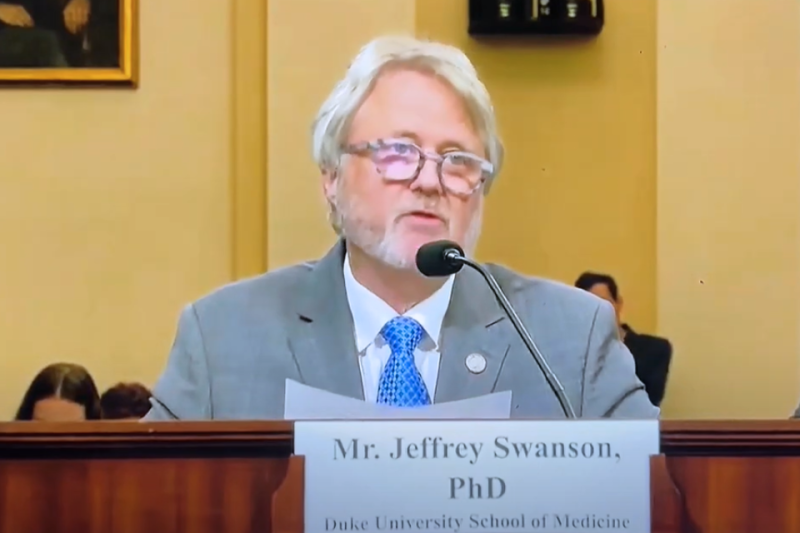 Jeffrey Swanson providing testimony at the U.S. Congress