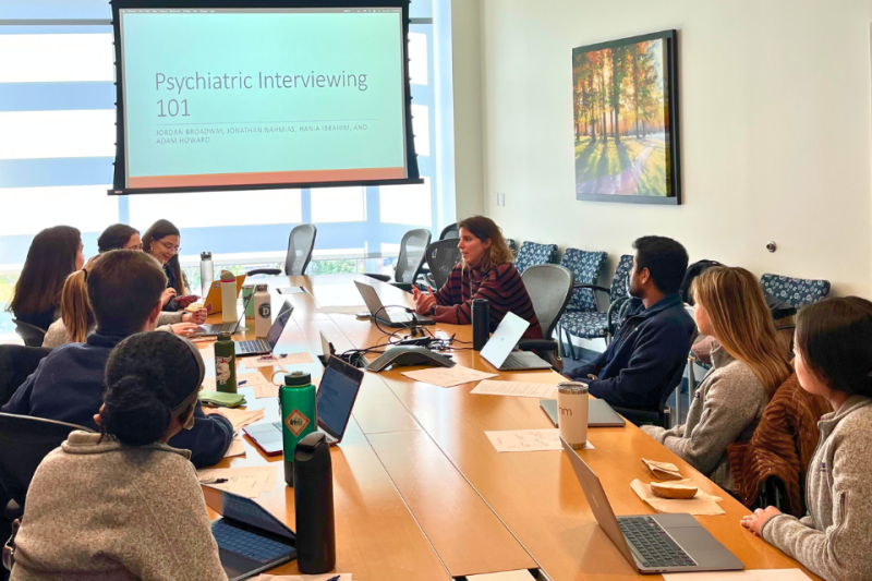 Medical students gather for presentation on psychiatric interviewing