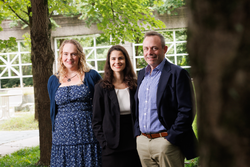 From left: Maggie Sweitzer, Dana Rubenstein, and Joe McClernon. Photo in an outdoor setting.