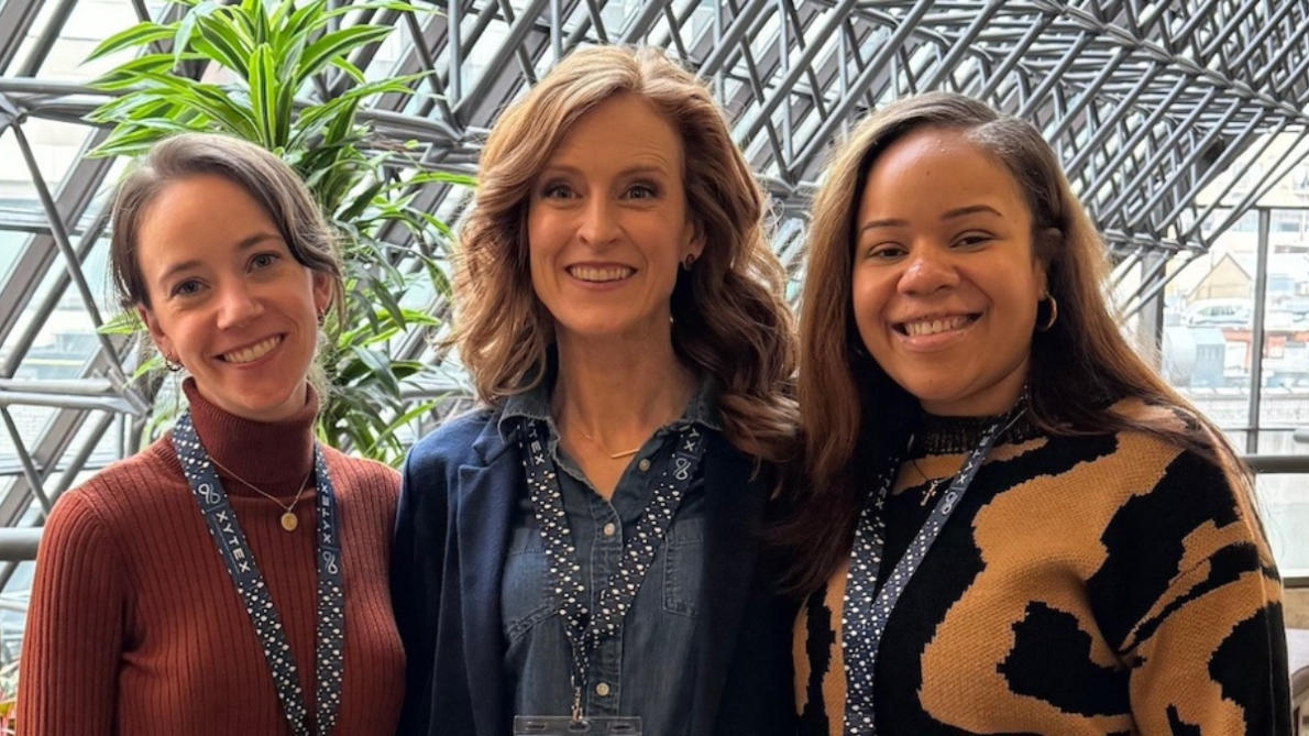 Postdoctoral fellows Stephanie Schuette, PhD, and Breanna Beard, PhD, with Julia Woodward, PhD (center), at the 12th annual Jones Foundation Infertility Counseling Conference