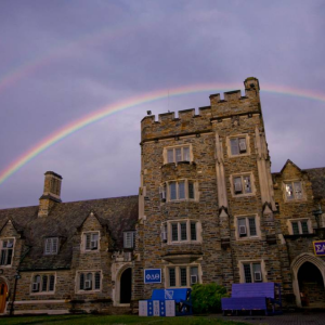 Rainbow over the Duke campus
