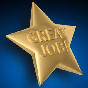 Gold star with "Great Job" on it