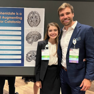 Med-Psych residents Sarah Eckstein, MD, and Greg Robbins-Welty, MD, present poster on “Methylphenidate is a Potential Augmenting Agent for Catatonia.” 
