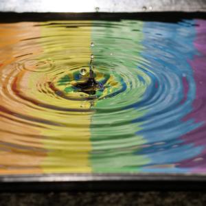 Rainbow pond of water