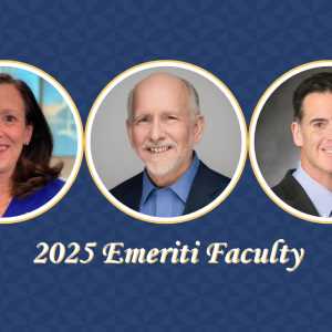 Headshots of Robin Gurwitch, David Madden, and Robert Murphy. Caption: 2025 Emeriti Faculty