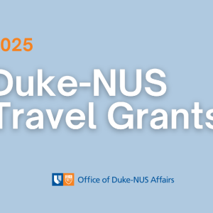 2025 Duke-NUS Travel Grants; Duke-NUS logo; light blue background